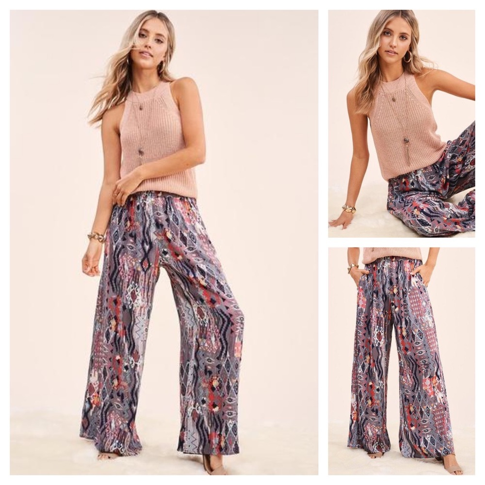 🌪BOHO SMOKE WIDE LEG BOTTOMS